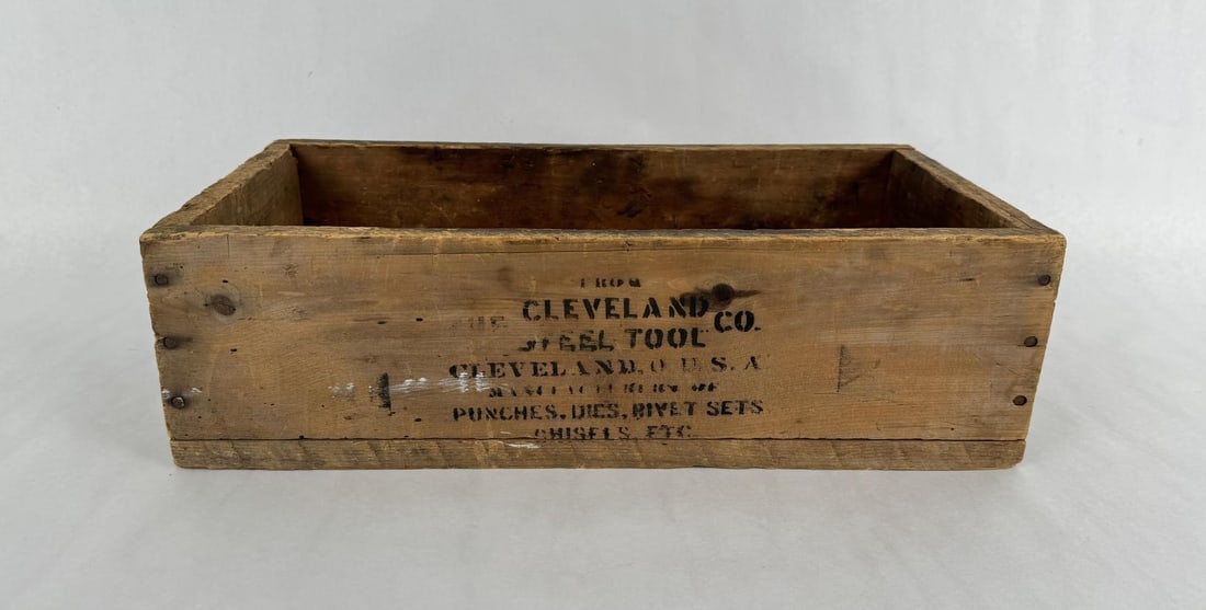 Cleveland Steel Tool Company Wood Crate: 11" by 20 1/4".