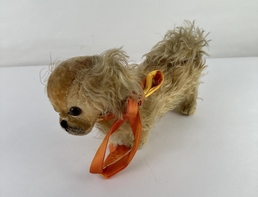 German Steiff Peky Pekinese Dog Stuffed Animal: 12" long.