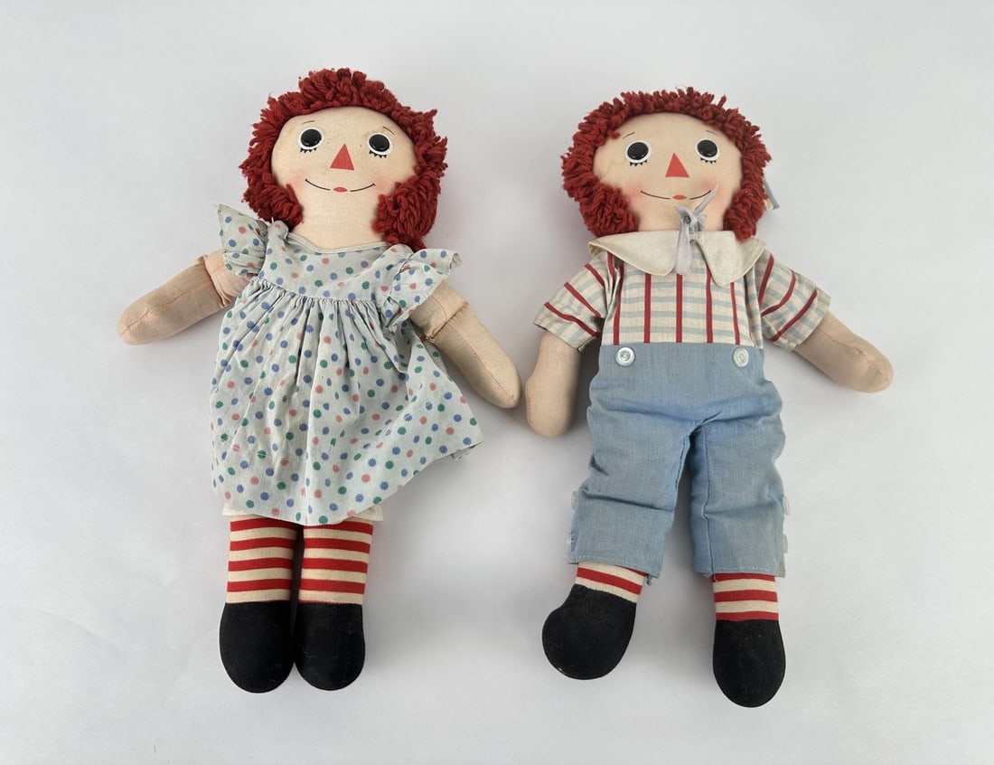 Knickerbocker Raggedy Anne Andy Dolls: Nice set. 14 1/2" tall.