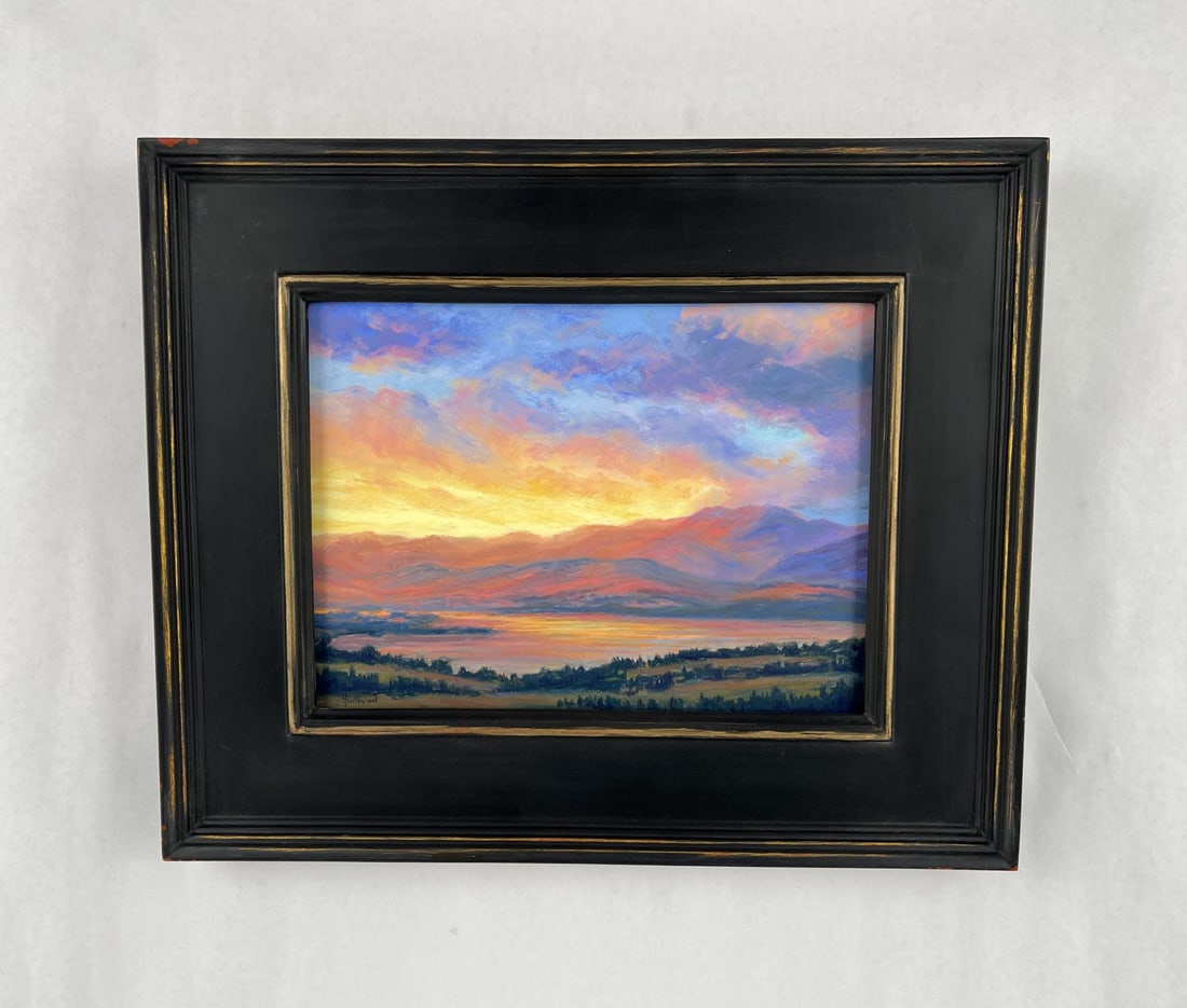 Janet Sullivan Montana Pastel Landscape Drawing: Title is Day's Finale. 8" by 10" unframed, 14 1/2" by 17 5/8" framed. Janet Sullivan (Born 1951) is active/lives in Montana, Colorado. Janet Sullivan is known for Landscape painting. Janet Sullivan, M