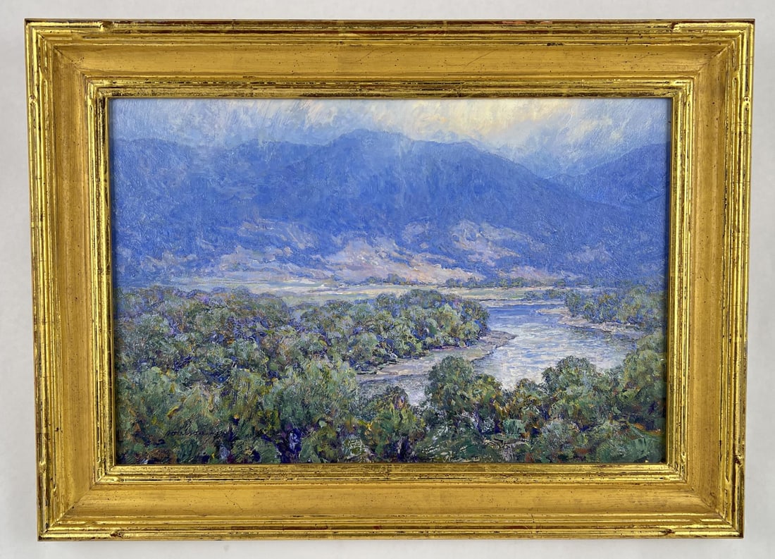 James Poulson Yellowstone River Montana Painting: 12" by 18" unframed. Title is Yellowstone River 1994 James Poulson (Born 1955) is active/lives in Montana. James Poulson is known for Western landscape painting. A professional painter since 1978, Jam