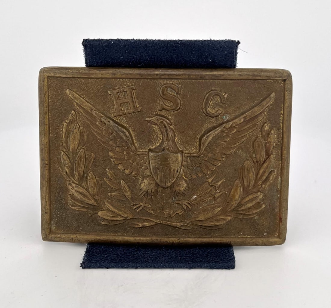 Civil War Hampden Sydney College Belt Buckle: 3" long, 2 1/8" wide.