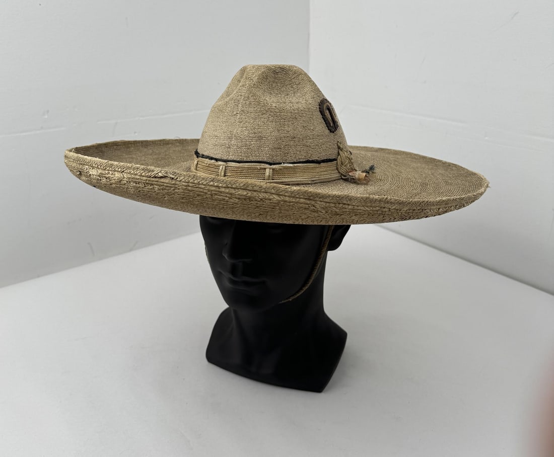 Antique Mexican Sombrero Hat: Brim to brim diameter 16 1/2".