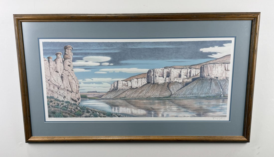 Monte Dolack Print White Cliffs of the Missouri: Signed limited print. Framed dimensions 45 3/4" by 25 1/2". 58 of 100. Monte A. Dolack (born May 23, 1950) is an American graphic artist who lives in Missoula, Montana, in the United States. Frommer's
