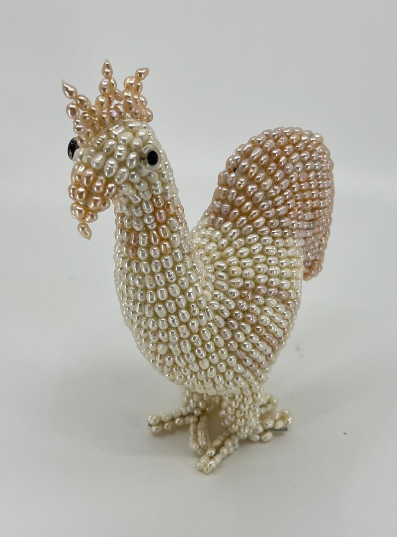 Jiangsu China Freshwater Pearl Animal Rooster: 7 1/8" tall, 5 1/2" long, 2 1/2" wide.