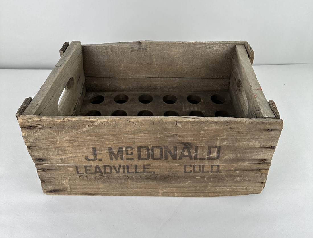 J. McDonald Bottle Crate Leadville Colorado: For Hutchinson style bottles.