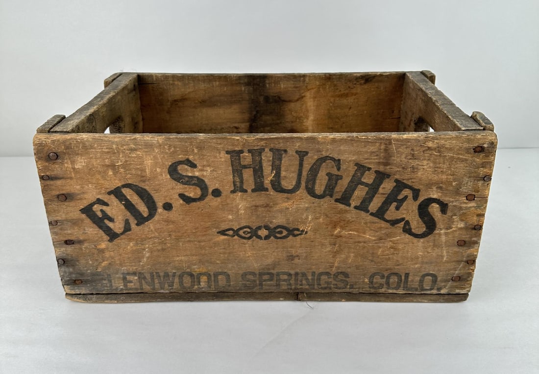 Ed S Hughes Bottle Crate Glenwood Springs Colorado: For Hutchinson style bottles.