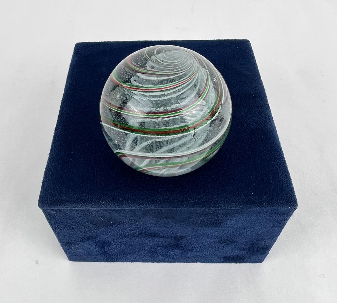 Large 2.3 Inch Antique German Ribbon Swirl Marble: 2.3565" diameter. Gorgeous marble.