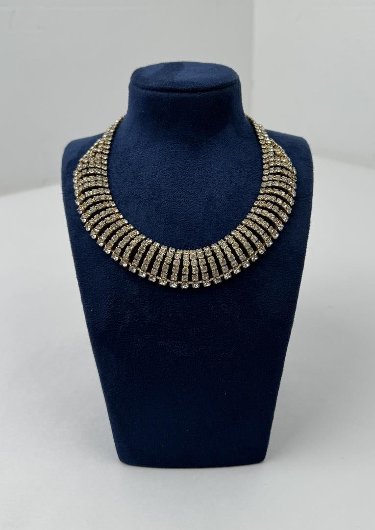 Kramer New York Rhinestone Necklace: 7 3/8" long.