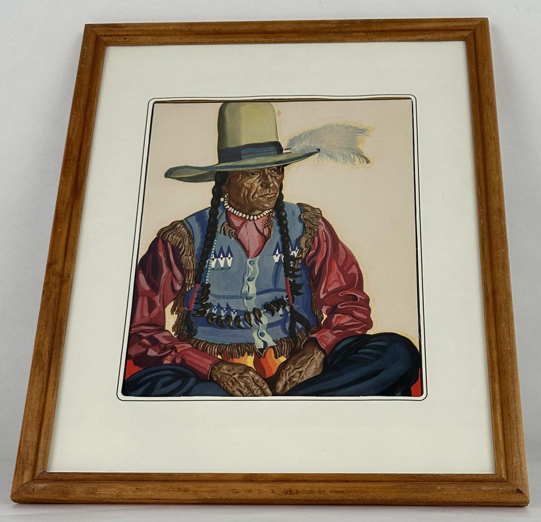 Winold Reiss Glacier National Park Montana Print: 12" by 15" framed.