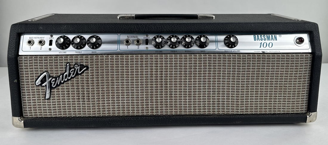 Fender Bassman 100 Electric Guitar Amp Head: Powers up and appears to work. Untested with a guitar. Ground plug is missing as shown.