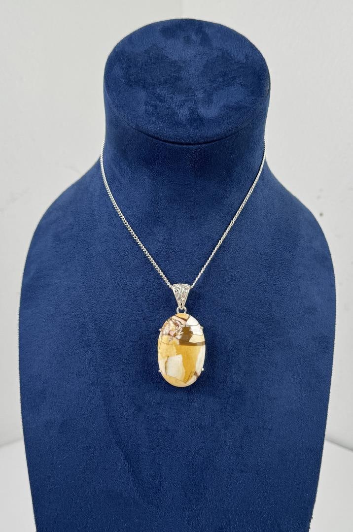 Starborn Sterling Silver Picture Jasper Necklace: 10 5/8" long.