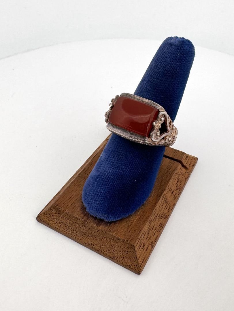 Starborn Sterling Silver Carnelian Ring: Size 7 3/4