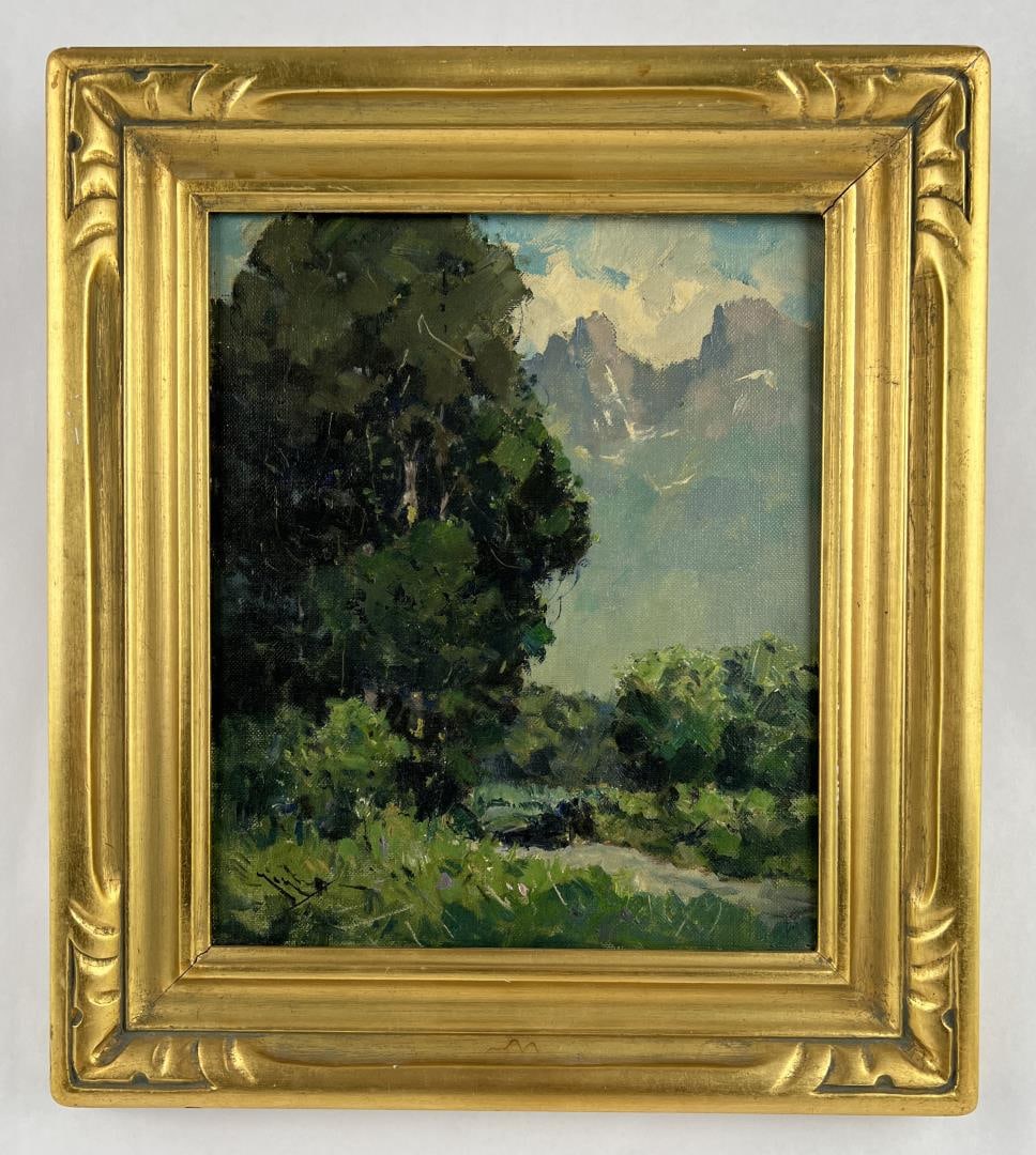Eustace Paul Ziegler Road at Index Oil Painting: 14 3/4" by 16 5/8" framed. Title is Road at Index. Mount Index is a peak in the central part of the Cascade Range of Washington state. It lies just south of the Skykomish River. Comes with artist sign