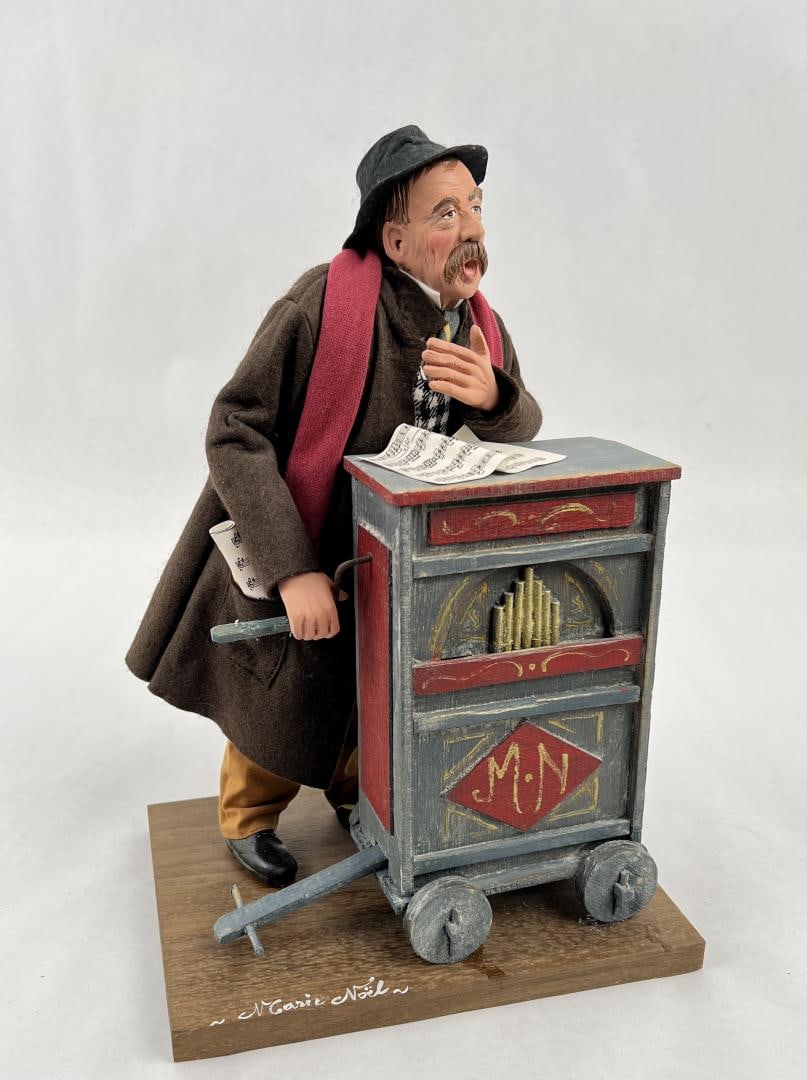 Santons D Art Doll Marie Noel Organ Grinder: Measures 12 3/4" tall. One wheel damaged.