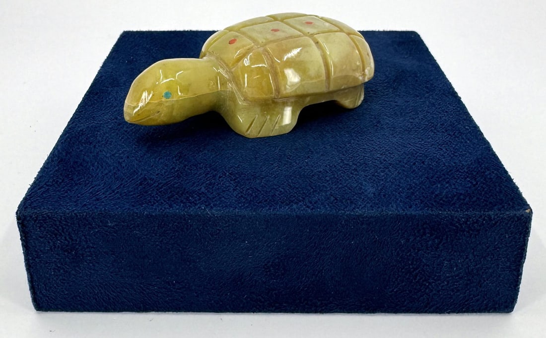 Zuni Indian Carved Stone Turtle Fetish: 2 1/2" long, 1 1/4" wide.
