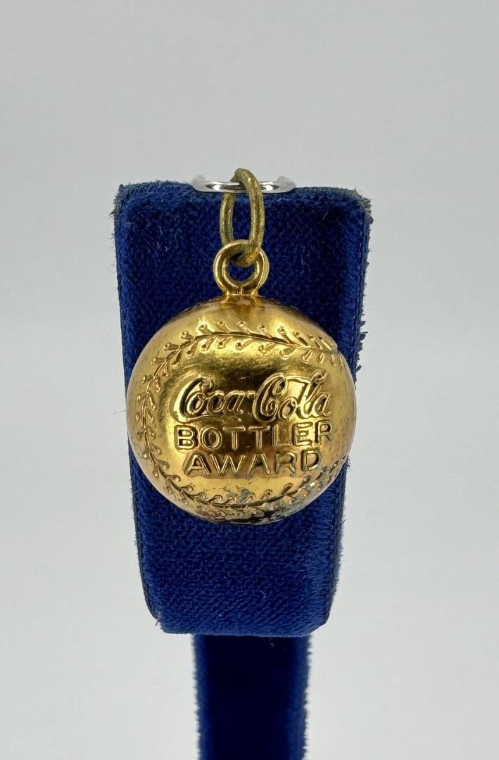 1954 Coca Cola Bottler Award Baseball Pendant: Measures 1/2" in diameter.
