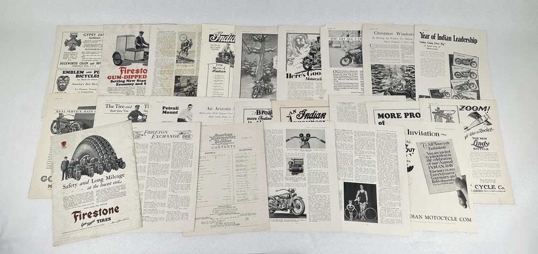 Indian Harley Davidson Motorcycle Ephemera: Nice grouping.