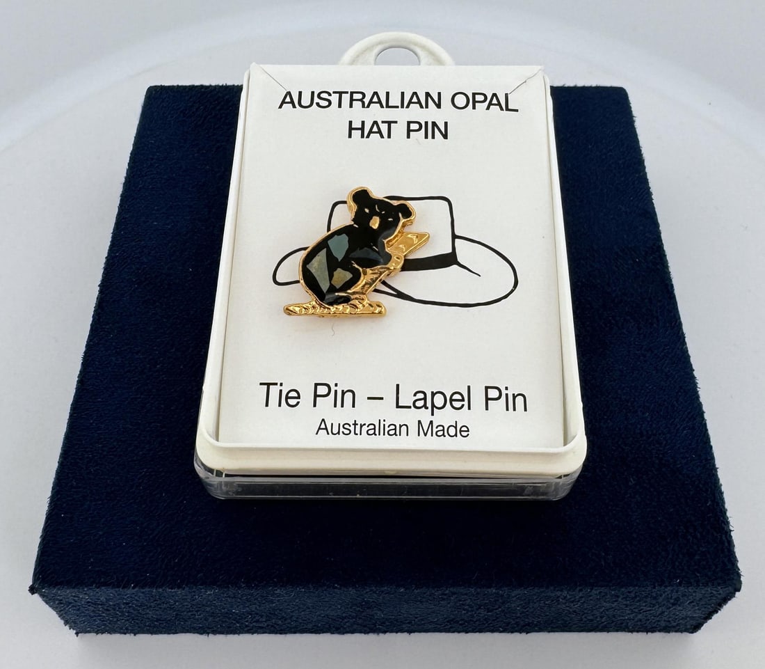 Australian Opal Koala Bear Hat Pin: 3/4" by 1/2"