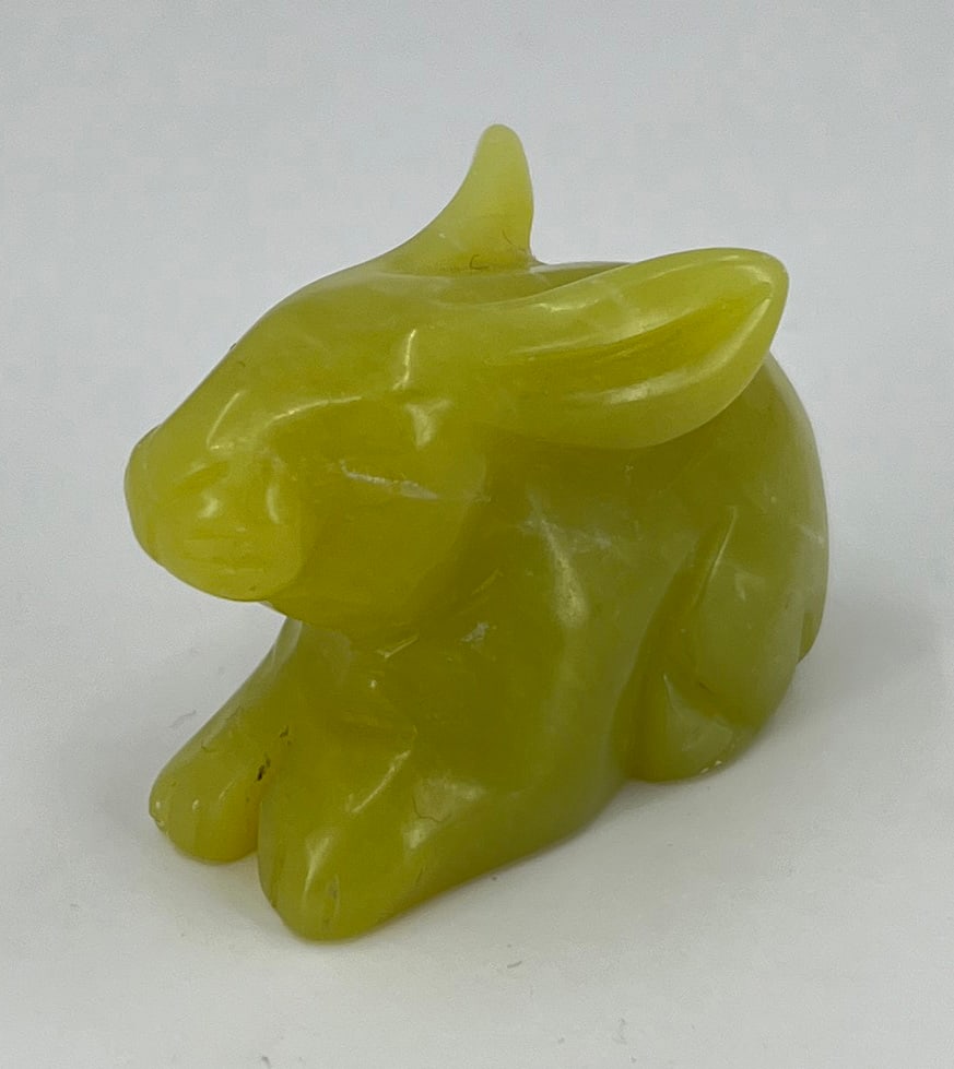 Carved Jadeite Rabbit Fetish: 1 3/4" by 1 1/4". 44 grams.