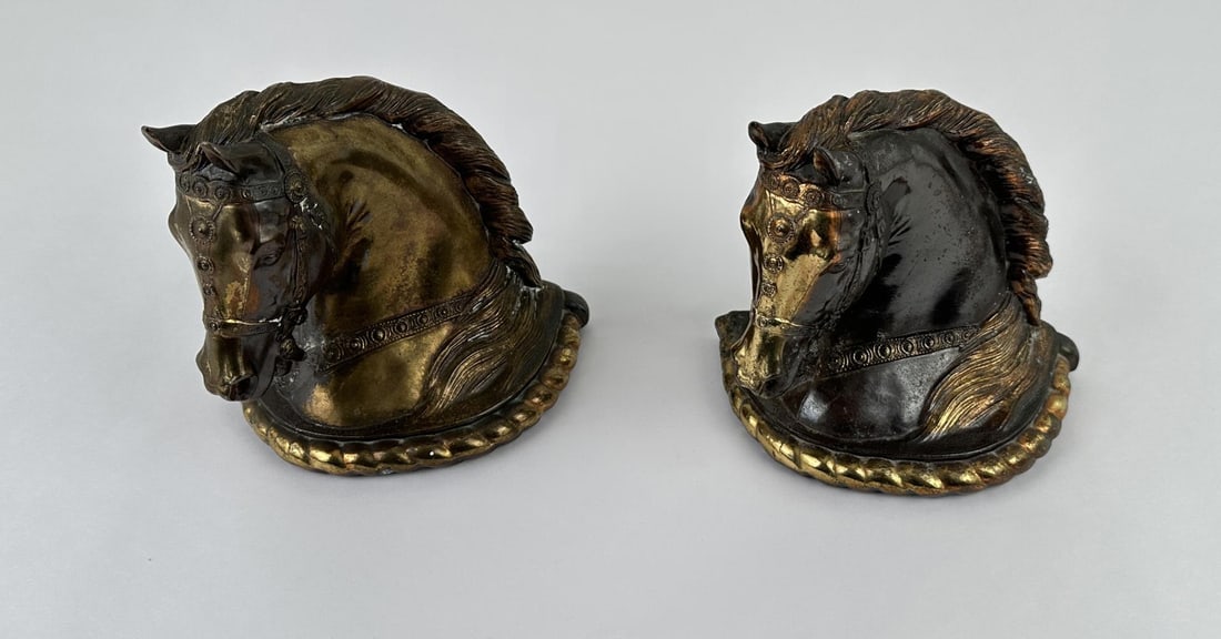 Dodge Gladys Brown Edwards Horse Bookends: 6" long, 6" tall.