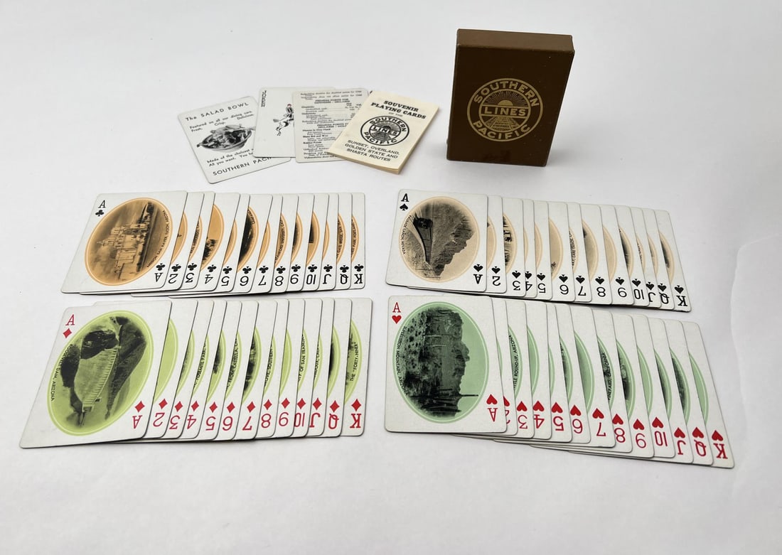 Southern Pacific Lines Railroad Playing Cards: Deck is complete with joker and brochure. Arizona and Nevada.