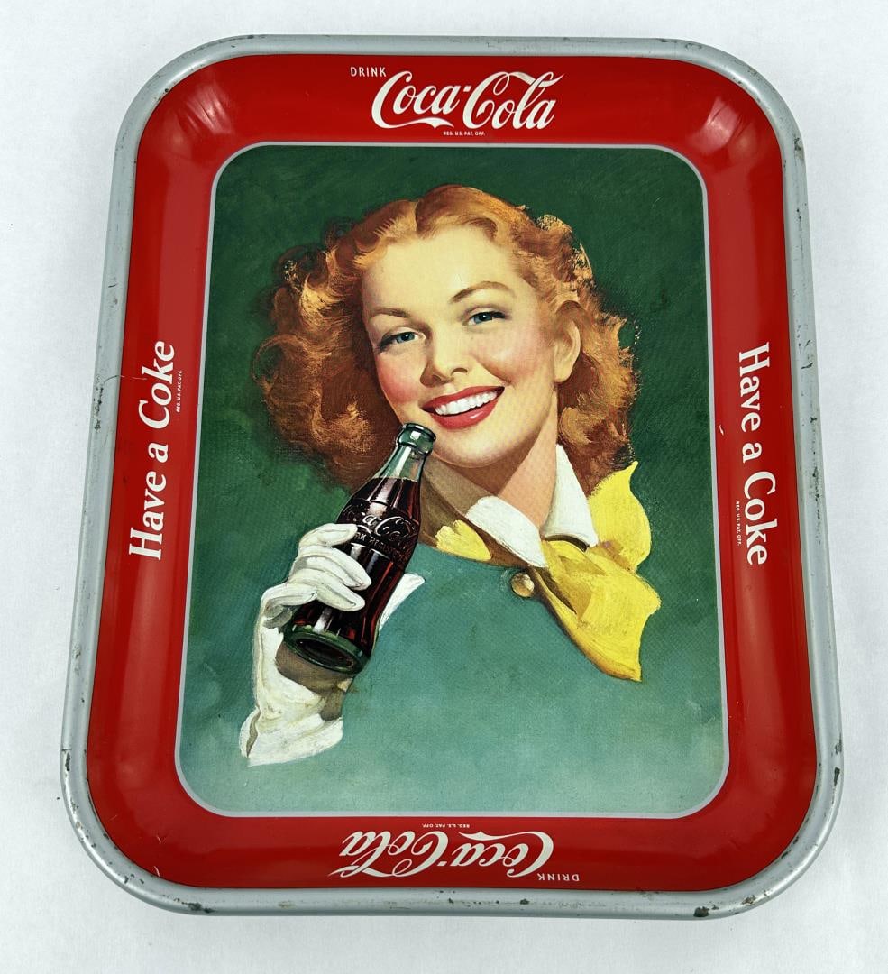 1948 Red Head Coca Cola Tray: Nice original tray. 10 5/8" by 13 1/4".