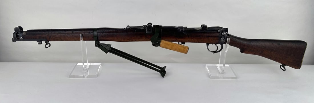 1917 BSA III SMLE Lee Enfield Rifle w/ Bipod: Comes with Parker Hale Bipod and Carry Handle. Rifle was used as a trainer for the BREN gun. 25" long barrel. Requires FFL Transfer.