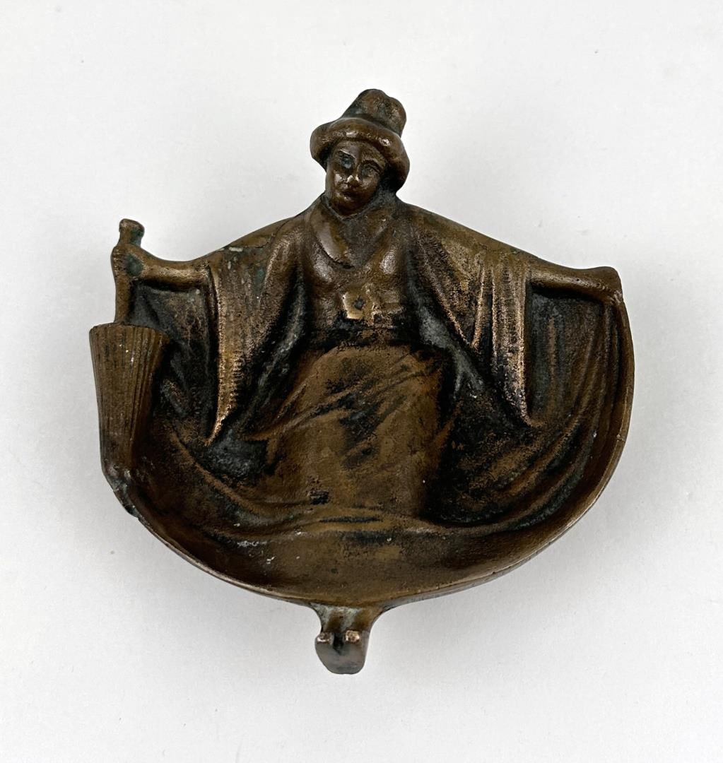 Risque Geisha Bronze Ashtray: 4 3/4" by 4 1/4" by 1 3/4" tall
