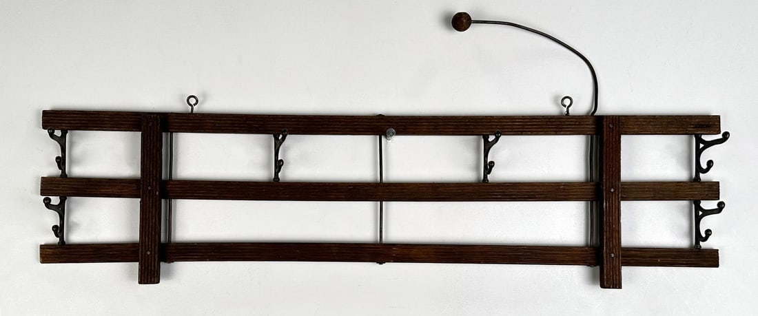 Antique Railroad Car Folding Coat Rack: 30" wide