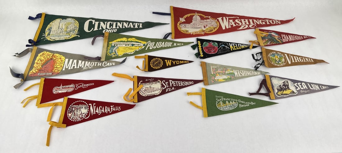Antique Souvenir Pennants: 14 total