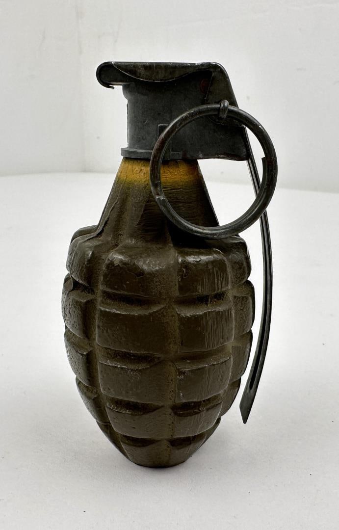 WW2 Vietnam War Pineapple Grenade: Fuse dated to Vietnam War. Solid Base. Inert.
