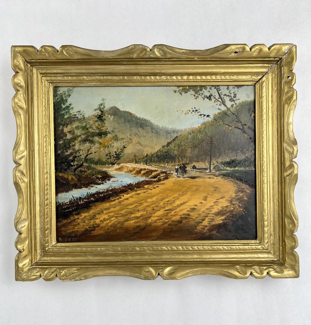 K Sato Oil On Canvas Painting Japan (1 of 4)