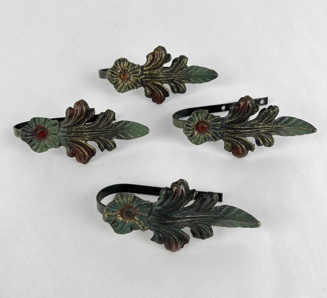 Ornate Metal Curtain Drapery Rod Holders Hooks: 6" long by 2 1/2" wide by 2 1/2" deep.