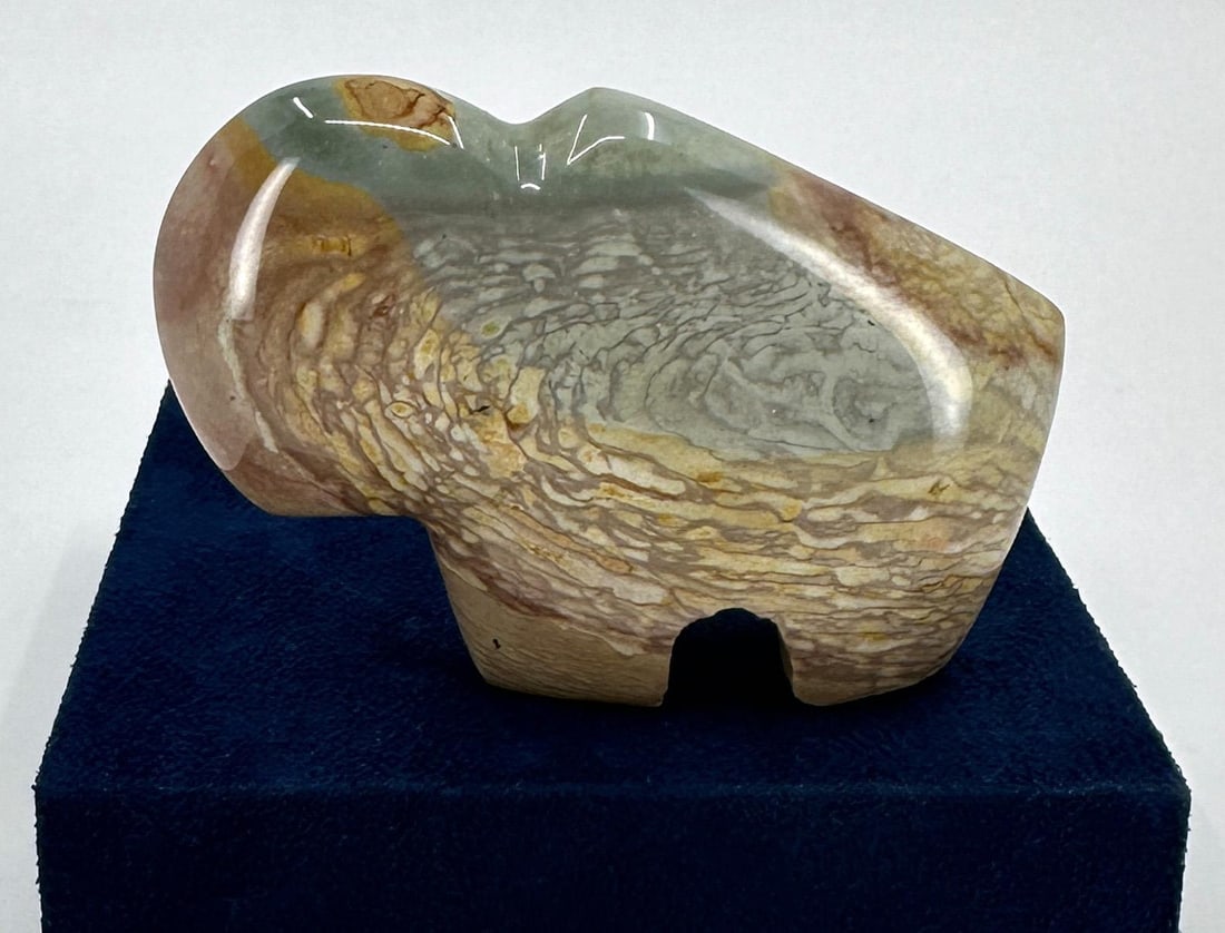 Carved Desert Picture Jasper Buffalo Fetish: 3 1/8" by 2 1/4".
