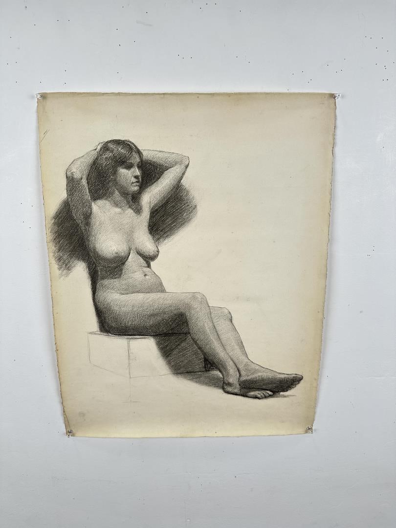 Frederick Kress Drawing Nude Study California: 25" by 19" Born in Pittsburgh, PA on Jan. 7, 1888, the son of artist Carl Victor Kress. Fred Kress spent his childhood in Pittsburgh and high school years in Independence, MO. His arrival with his fam
