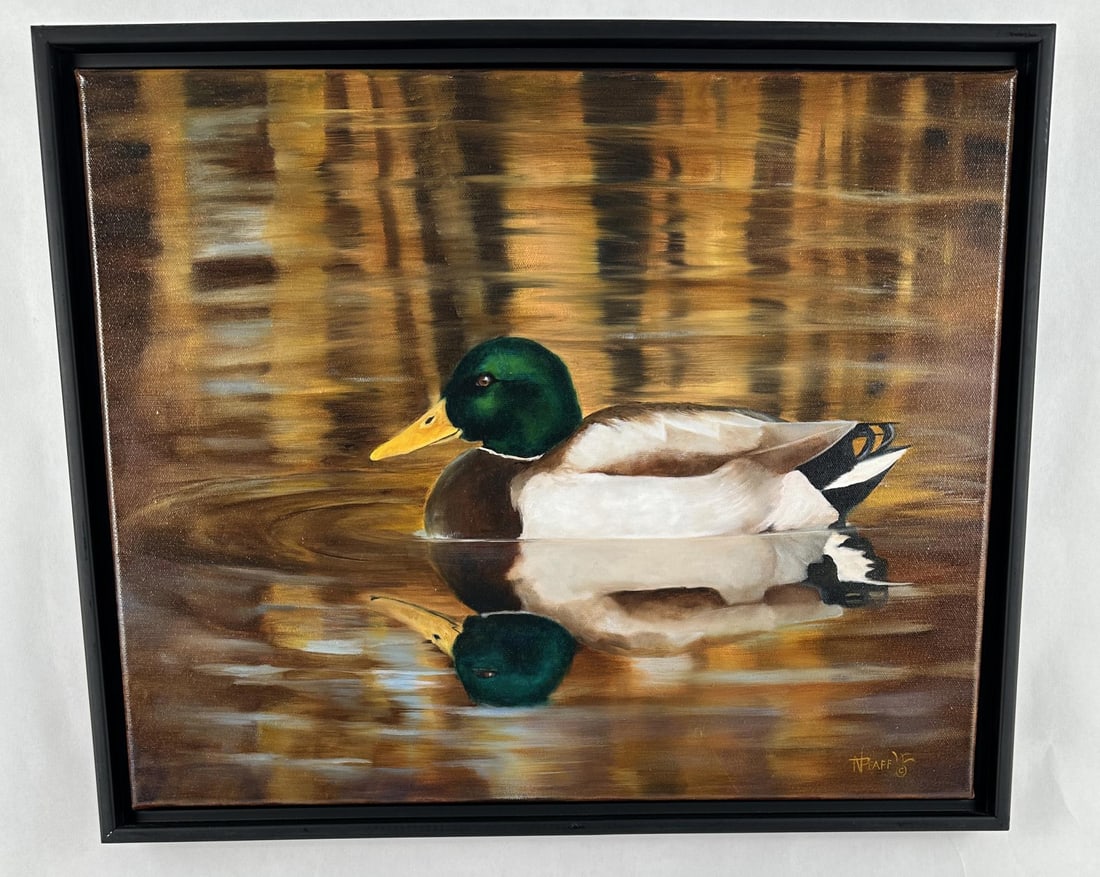 Norma Lee Pfaff Montana Oil on Canvas Painting: Titled On The Pond. 21 1/2" by 17 3/4" framed, 16" by 20" unframed. The artist says of herself I was born and raised in Montana where I learned to appreciated nature around me at a young age. Art alwa