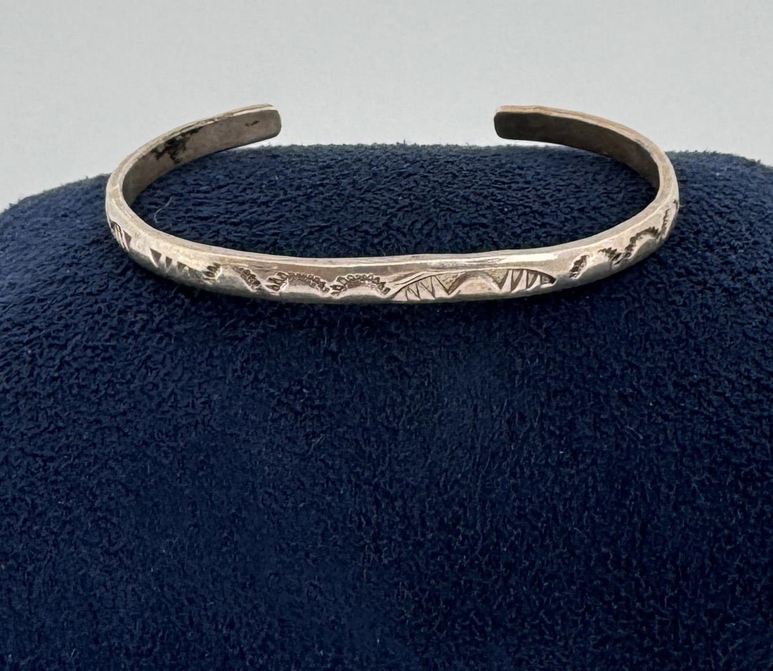 Garcia Navajo Sterling Silver Bangle Bracelet: 1 3/4" outside diameter.