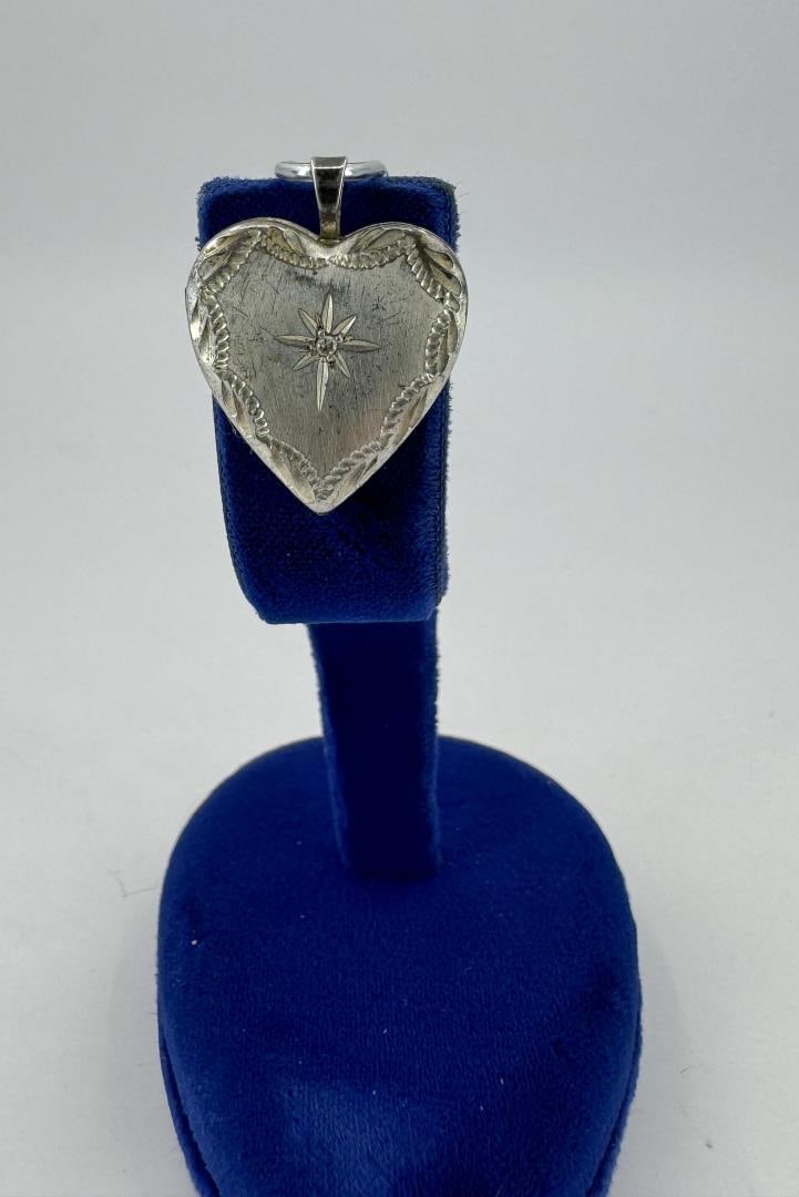 Sterling Silver Engraved Heart Locket Pendant (1 of 5)