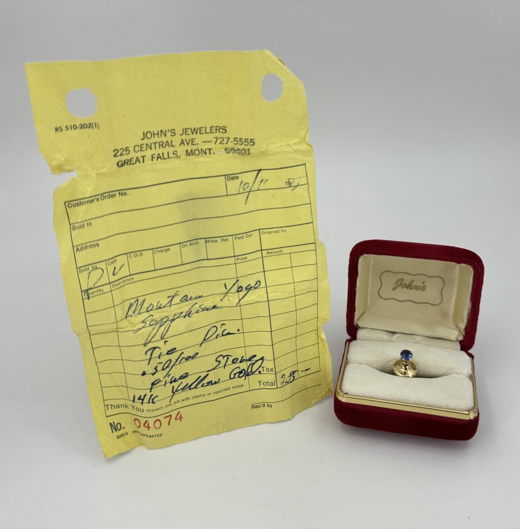 Montana Yogo Sapphire 14K Gold Tie Tack (1 of 6)