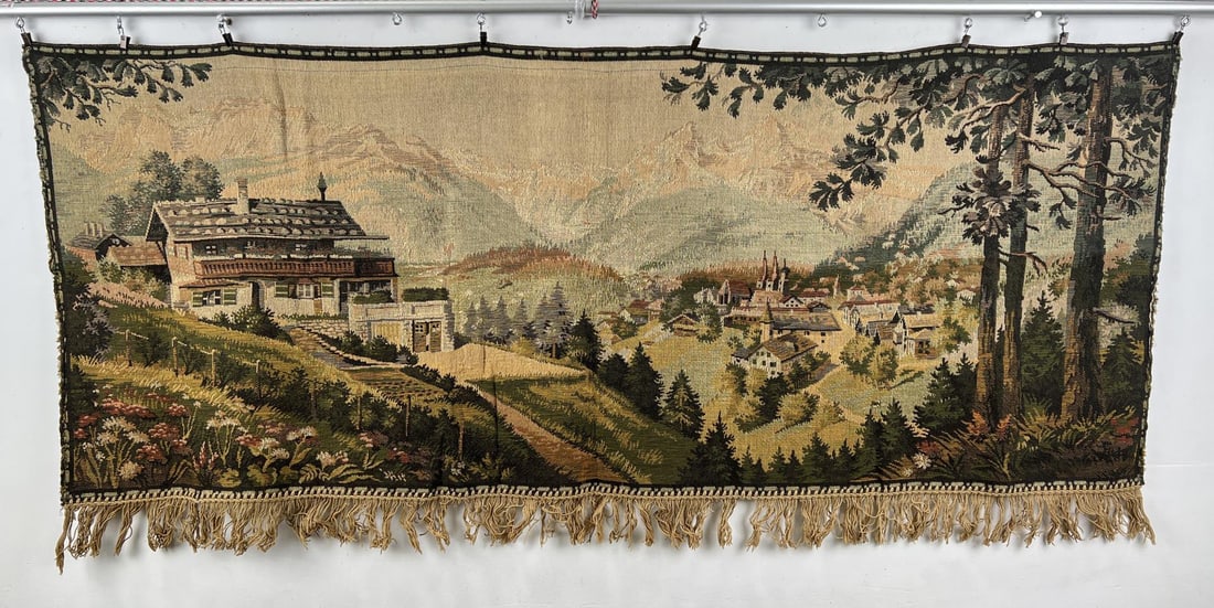 Antique European Alpine Village Tapestry (1 of 6)