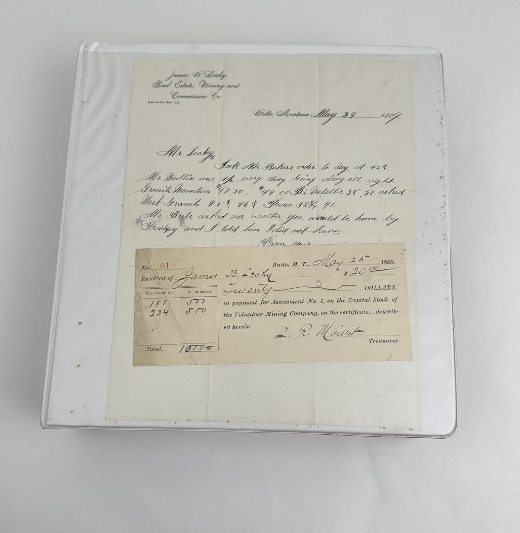 James Leahy Document Archive Montana Territory: 105 items from James B Leahy from May to September of 1889 James B. Leahy was a very prominent figure in the Montana mining industry. He was involved in many different aspects of the mining industry t