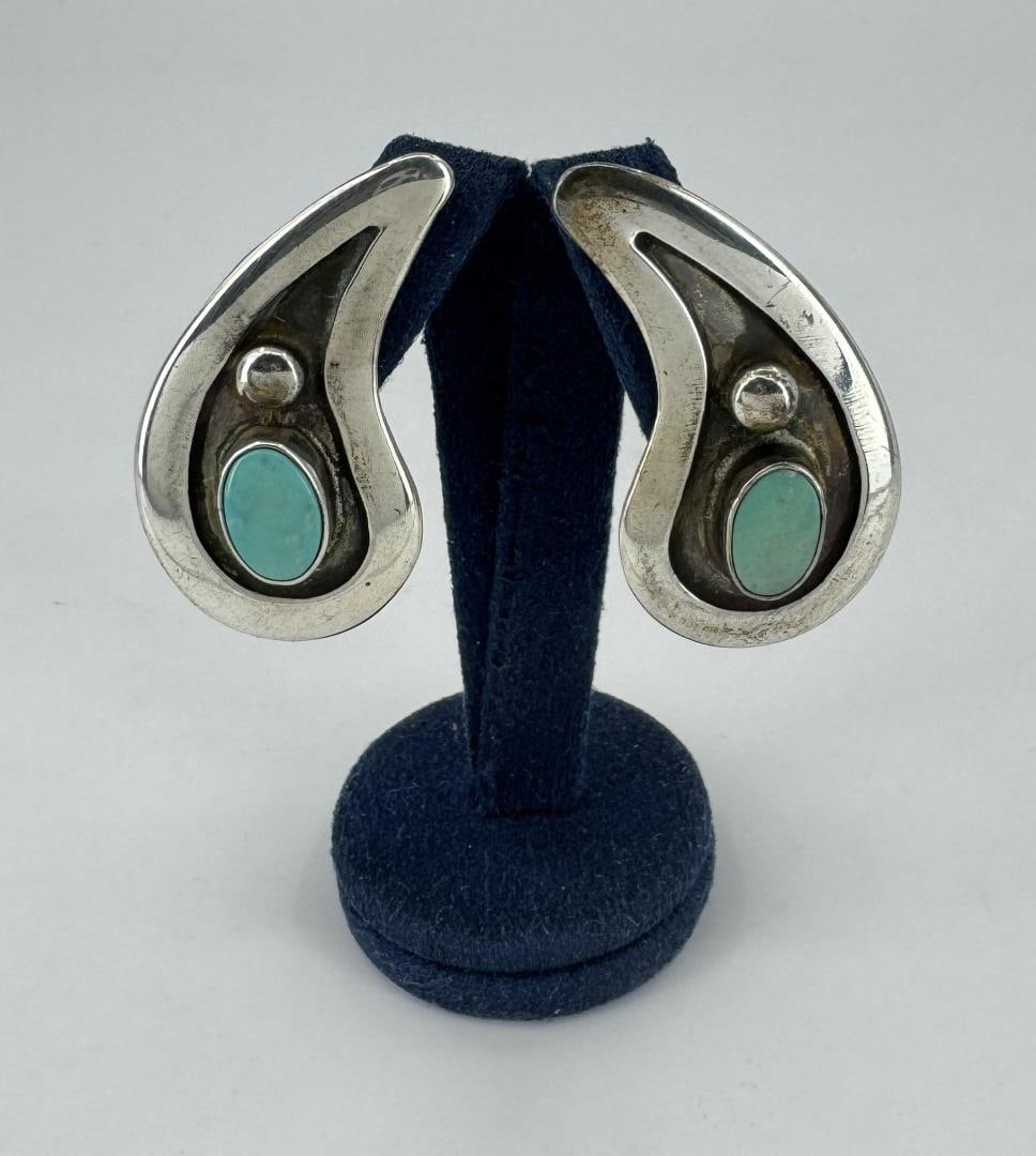 Navajo Sterling Silver Turquoise Earrings (1 of 3)