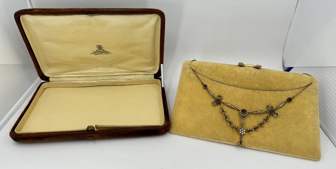 Victorian Jackson Bros 14k Gold Amethyst Necklace (1 of 15)