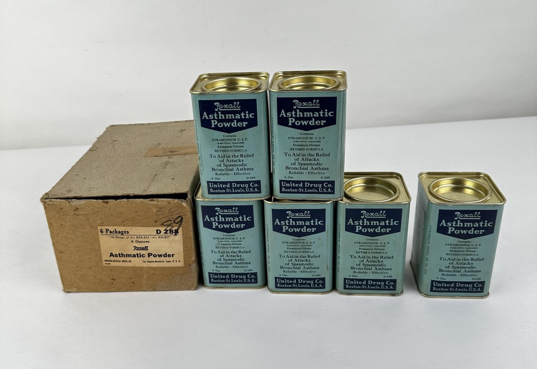 Full Case Of Rexall Asthmatic Powder Tins (1 of 5)