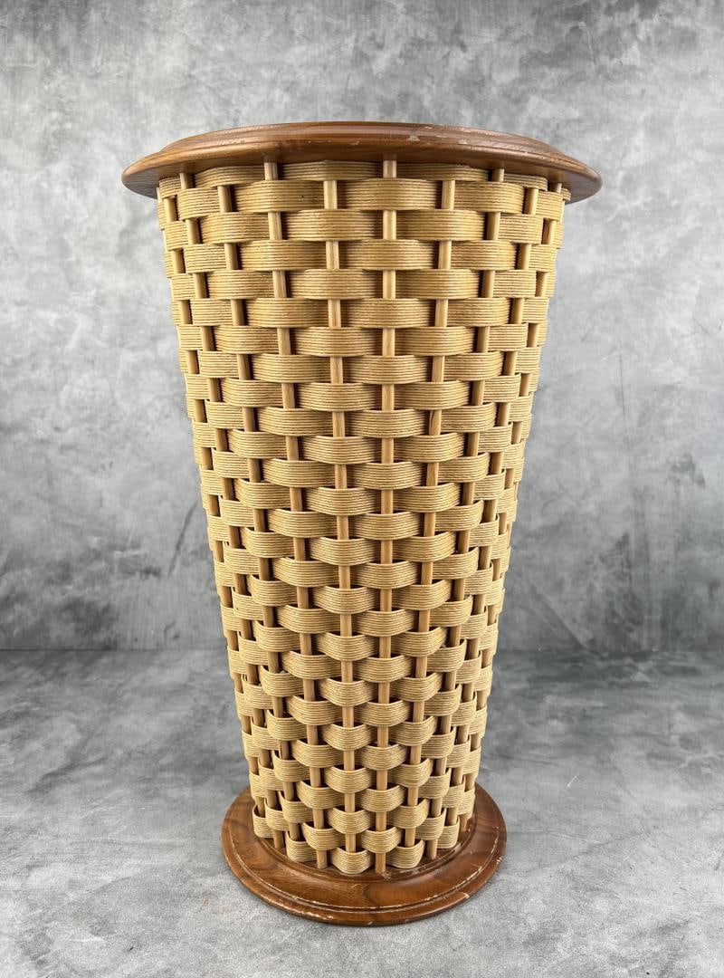 Berea College Kentucky Woodcraft Umbrella Basket: 18 5/8" tall, 12" diameter.