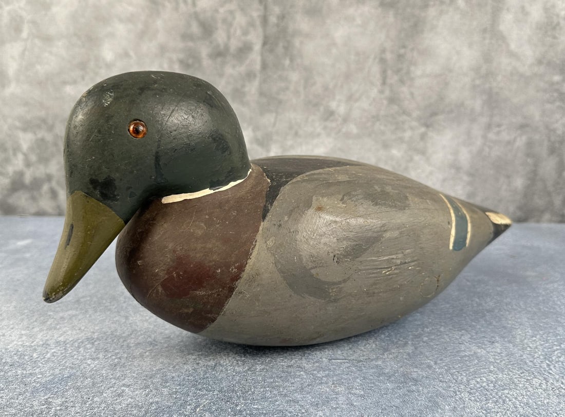 Antique Feeding Mallard Wood Duck Decoy (1 of 6)