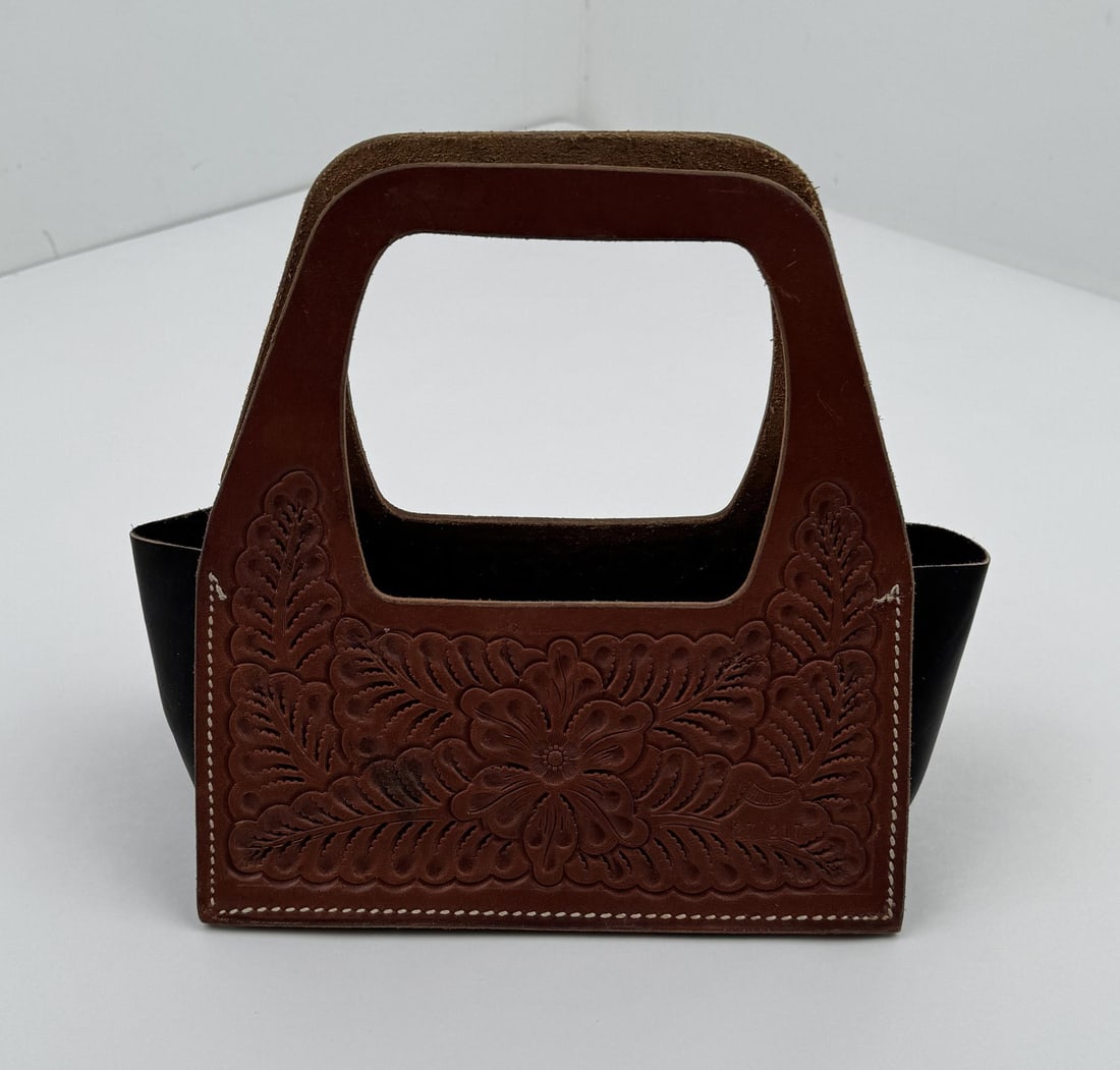 Tooled Leather Shotgun Shell Carrier Tote (1 of 5)