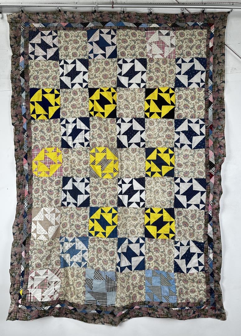 Geometric Pattern Patchwork Quilt Top (1 of 3)