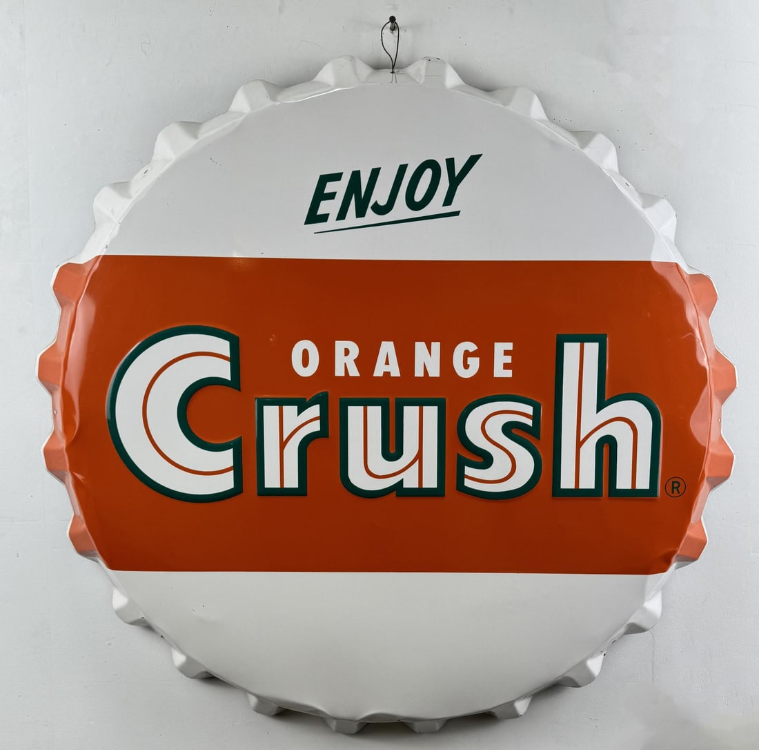 Large 39" Enjoy Orange Crush Bottle Cap Sign (1 of 3)